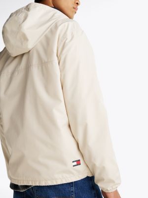 giacca a vento chicago leggera con fodera beige da uomini tommy jeans