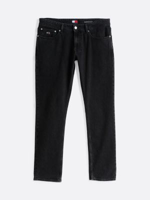 schwarz scanton slim jeans in schwarz mit fade-effekt für herren - tommy jeans