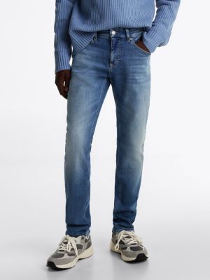 blau scanton slim jeans mit whisker-effekt für herren - tommy jeans