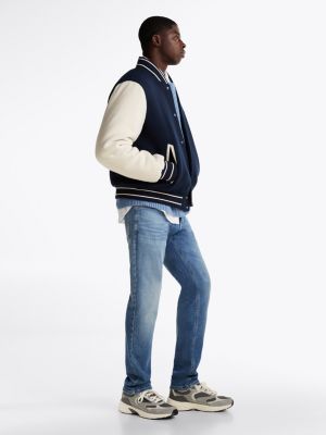 jeans scanton slim fit con baffature blu da uomini tommy jeans