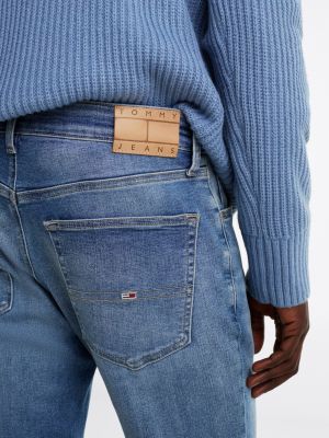 jeans scanton slim fit con baffature blu da uomini tommy jeans