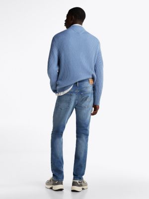 blau scanton slim jeans mit whisker-effekt für herren - tommy jeans