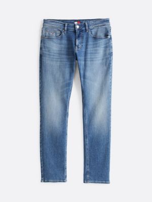 jeans scanton slim fit con baffature blu da uomini tommy jeans