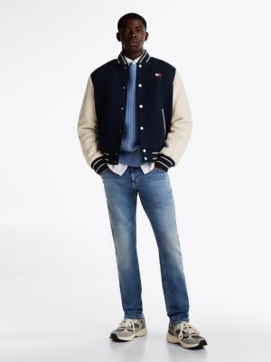 jean slim scanton à moustaches bleu pour hommes tommy jeans