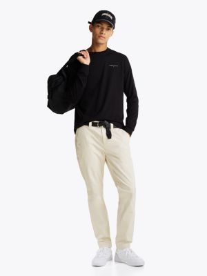 zwart slim fit longsleeve voor heren - tommy jeans