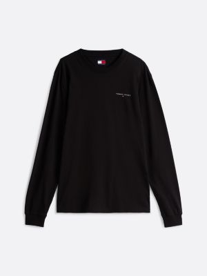 czarny longsleeve o wąskim kroju dla mężczyźni - tommy jeans