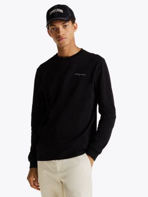 zwart slim fit longsleeve voor heren - tommy jeans