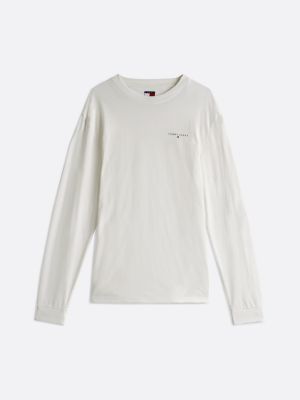 white long sleeve slim t-shirt for men tommy jeans