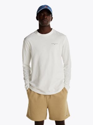 white long sleeve slim t-shirt for men tommy jeans