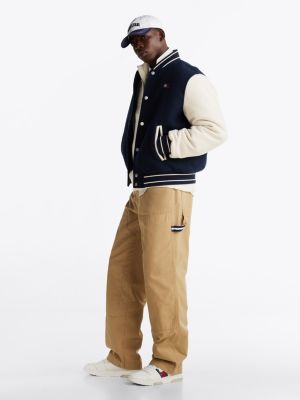 beige relaxed carpenter trousers for men tommy jeans