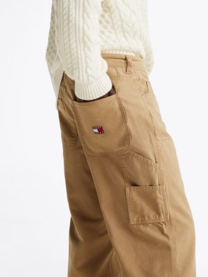 beige relaxed carpenter trousers for men tommy jeans