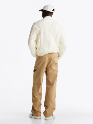 pantalon carpenter décontracté beige pour hommes tommy jeans