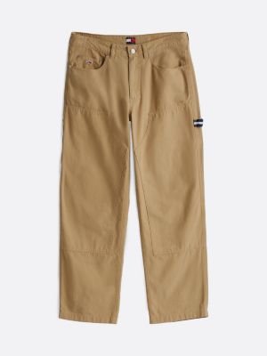 beige relaxed carpenter trousers for men tommy jeans