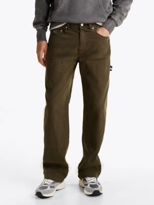 green relaxed carpenter trousers for men tommy jeans