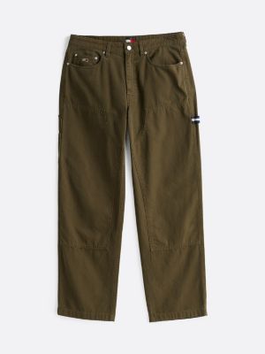 green relaxed carpenter trousers for men tommy jeans