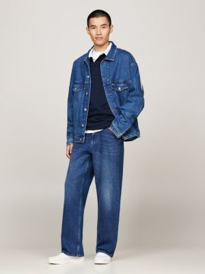 jeans aiden baggy fit sbiaditi blu da uomini tommy jeans