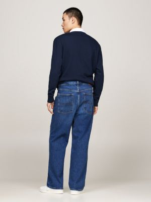 blau aiden baggy jeans mit fade-effekt für herren - tommy jeans