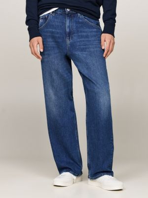 blau aiden baggy jeans mit fade-effekt für herren - tommy jeans