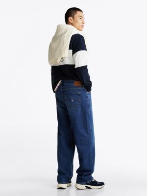 jeans straight fit sbiaditi blu da uomini tommy jeans