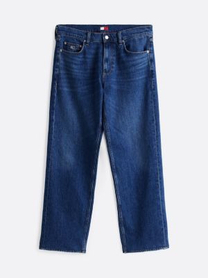 blau straight jeans mit fade-effekt für herren - tommy jeans