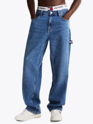 blue faded straight carpenter jeans for men tommy jeans