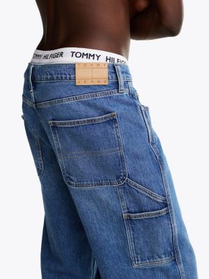 blau straight carpenter-jeans mit fade-effekt für herren - tommy jeans