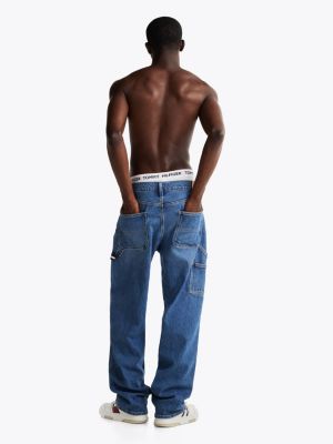 blau straight carpenter-jeans mit fade-effekt für herren - tommy jeans