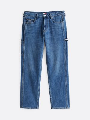 blue faded straight carpenter jeans for men tommy jeans