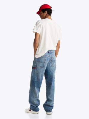 blue distressed straight carpenter jeans for men tommy jeans