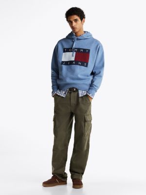 blue mélange relaxed hoody for men tommy jeans
