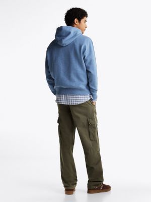 blauw relaxed fit hoodie van katoenmix-melange voor heren - tommy jeans