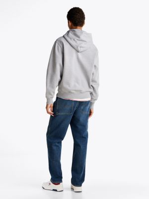 felpa relaxed fit mélange con cappuccio grigio da uomini tommy jeans