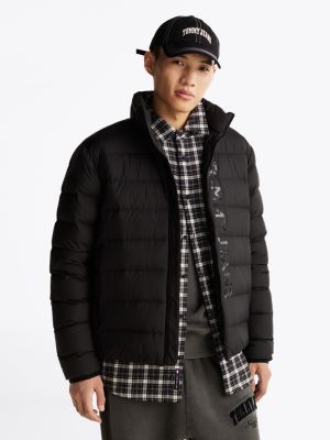 black lightweight down puffer jacket for men tommy jeans