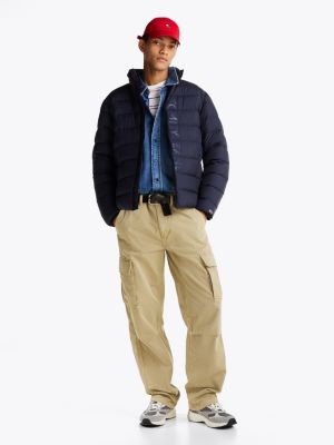 blue lightweight down puffer jacket for men tommy jeans