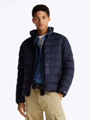 blue lightweight down puffer jacket for men tommy jeans