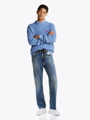 jean droit coupe standard à moustaches blue pour hommes tommy jeans