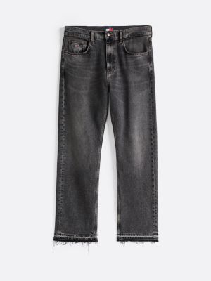 jeans regular fit dritti neri con scoloriture nero da uomini tommy jeans