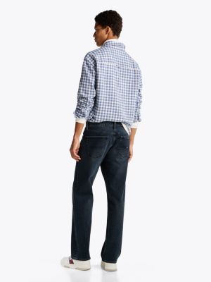 blau regular straight leg jeans mit fade-effekten für herren - tommy jeans