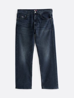 blau regular straight leg jeans mit fade-effekten für herren - tommy jeans