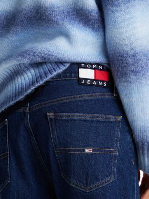 vaqueros rectos de corte regular desteñidos azul de hombres tommy jeans