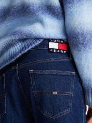 jeans regular fit dritti sbiaditi sulle cuciture blu da uomini tommy jeans