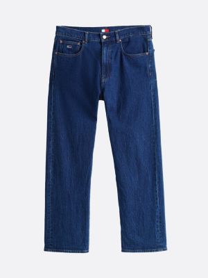 vaqueros rectos de corte regular desteñidos azul de hombres tommy jeans