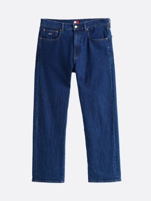 jean droit coupe standard effet délavé bleu pour hommes tommy jeans