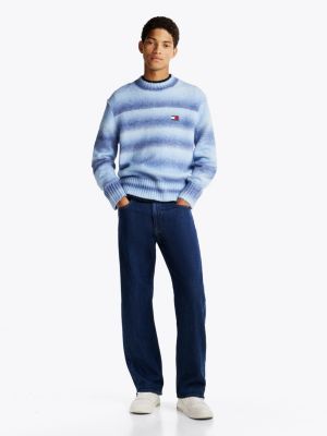 blue regular straight jeans met fading op de naden voor heren - tommy jeans