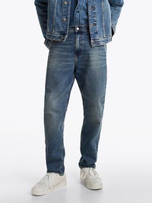 jean fuselé décontracté isaac délavé bleu pour hommes tommy jeans