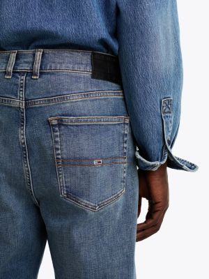 jean fuselé décontracté isaac délavé bleu pour hommes tommy jeans