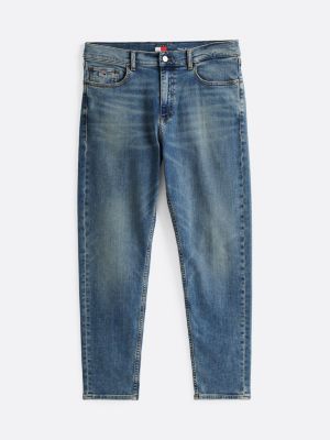 jean fuselé décontracté isaac délavé bleu pour hommes tommy jeans
