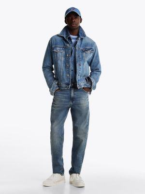 jean fuselé décontracté isaac délavé blue pour hommes tommy jeans