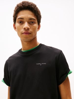 blue slim fit t-shirt mit logo für herren - tommy jeans