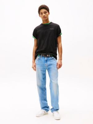 t-shirt ajusté à logo bleu pour hommes tommy jeans